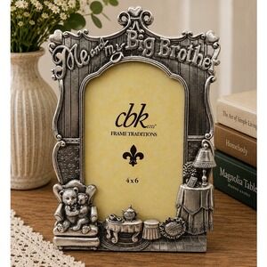 CBK LTD Me & My Big Brother Picture Frame Kids 4x6 Silver Teddy Bear Tea Party